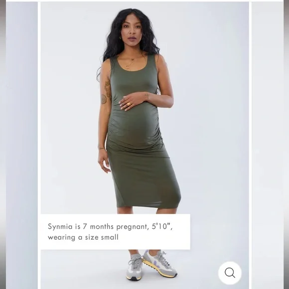 Ingrid + Isabel Maternity Ruched Tank Dress - Olive